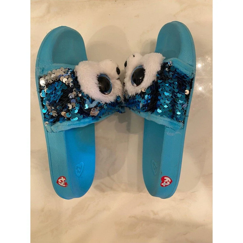 Blue Sequin Slush the dog  Beanie Baby’s  Boo's Collection Slides Shoe‎ Size 1-3